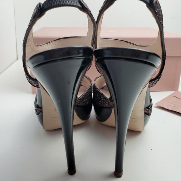 Miu Miu Patent Leather Purple Glitter Platform High Heel Shoes - Picture 7 of 15